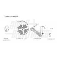 KIT NASTRO LED 1.2M BEDLIGHT CON SENSORE PIR LUCE CALDA