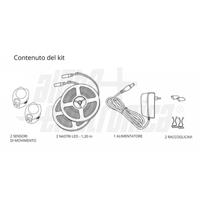 KIT NASTRO LED 2X1.2M BEDLIGHT CON SENSORE PIR LUCE CALDA