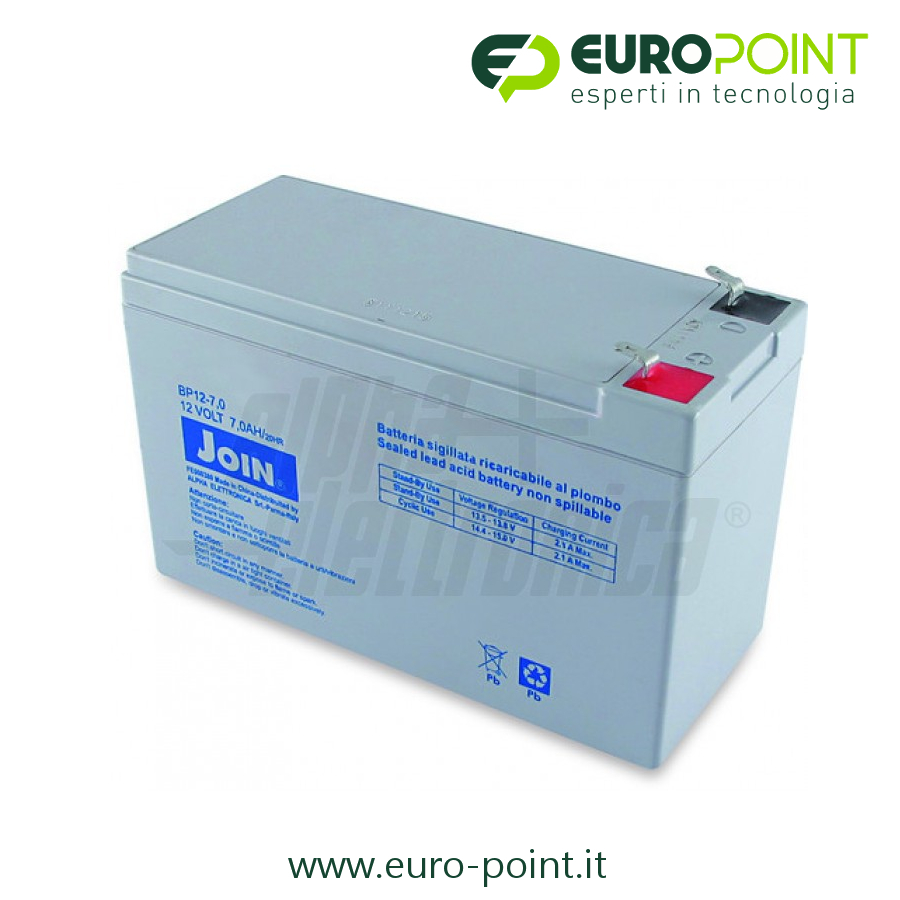 BATTERIA RICARICABILE AL PIOMBO 12V 7Ah AGM - PIOMBO - Euro Point