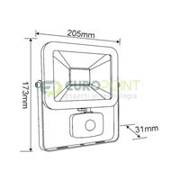 FARETTO LED SLIM 20W CON SENSORE PIR BIANCO NATURALE