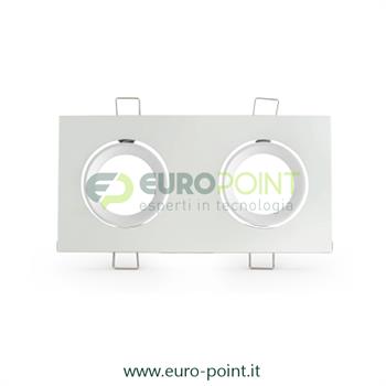 SUPPORTO BIANCO PER 2 LAMPADE LED GU10 - GHIERA ORIENTABILE