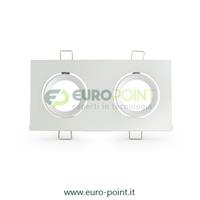 SUPPORTO BIANCO PER 2 LAMPADE LED GU10 - GHIERA ORIENTABILE