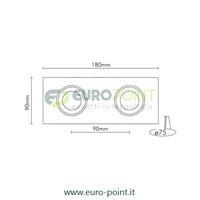 SUPPORTO BIANCO PER 2 LAMPADE LED GU10 - GHIERA ORIENTABILE
