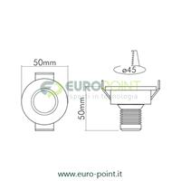 FARETTO LED DA INCASSO 5W ø45mm - SATINATO - BIANCO CALDO