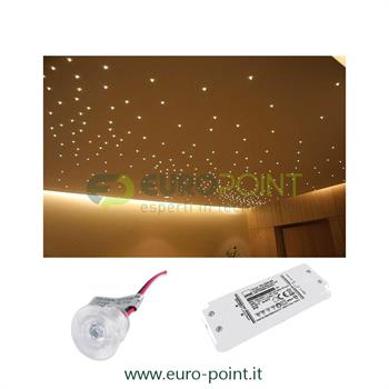 CIELO STELLATO 10 LED TRASPARENTI LUCE CALDA + ALIMENTATORE