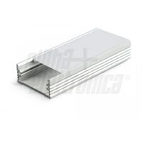 PROFILO 2m DI ALLUMINIO CON LENTE PIANA SATINATA