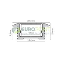PROFILO 2m DI ALLUMINIO BIANCO CON LENTE SATINATA