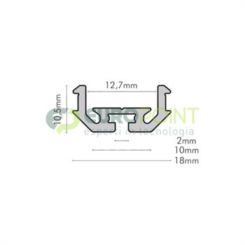 PROFILO 2m DI ALLUMINIO H:8,6mm LARG:18mm