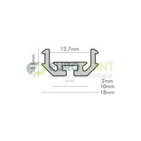 PROFILO 2m DI ALLUMINIO H:8,6mm LARG:18mm