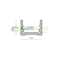 PROFILO 2m DI ALLUMINIO  H:13mm LARG:18,4mm