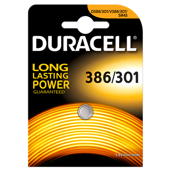 BATTERIA A BOTTONE 386/301 ALL’OSSIDO DI ARGENTO - DURACELL