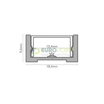 PROFILO 'U' ALLUMINIO 3m 18.4x9.6mm CON COPERTURA PC