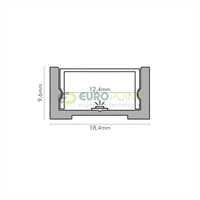 PROFILO 'U' ALLUMINIO 3m 18.4x9.6mm CON COPERTURA PC