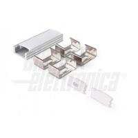 PROFILO 2m SOTTILE IN ALLUMINIO CON COVER OPACA E ACCESSORI
