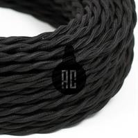 CAVO ELETTRICO TRECCIATO 2x0.75 RIVESTITO IN COTONE NERO