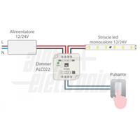 DIMMER STRISCIA LED MONOCOLORE 12/24V 10A COMANDO PULSANTE