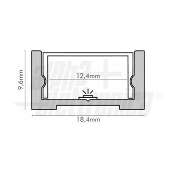 PROFILO 'U' ALLUMINIO 2m 18.4x9.6mm CON COPERTURA PC