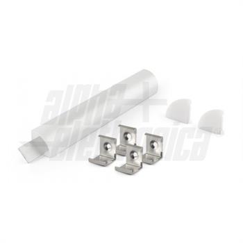 PROFILO 2m DI ALLUMINIO CON COPERTURA IN PC TONDA IP65