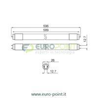 TUBO NEON A LED T8 VETRO 60cm 9W BIANCO CALDO 3000K