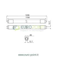 TUBO NEON A LED T8 VETRO 120cm 22W BIANCO CALDO 3000K
