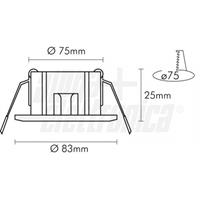 FARETTO INCASSO TONDO ORIENTABILE BIANCO Ø83mm - FORO ø75mm