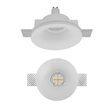 FARETTO TONDO DA INCASSO RETRATTO IN GESSO PER LAMPADE LED
