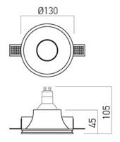 FARETTO TONDO DA INCASSO RETRATTO IN GESSO PER LAMPADE LED
