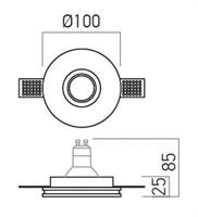 FARETTO TONDO DA INCASSO IN GESSO PER LAMPADE LED