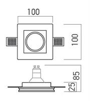 FARETTO QUADRATO DA INCASSO IN GESSO PER LAMPADE LED