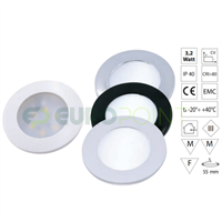 FARETTO LED DA INCASSO 12V 4000K 3.2W NERO - FORO ø55mm