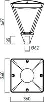 LAMPIONE LED A TESTA QUADRA 45W 6500K PER PARCHI E GIARDINI